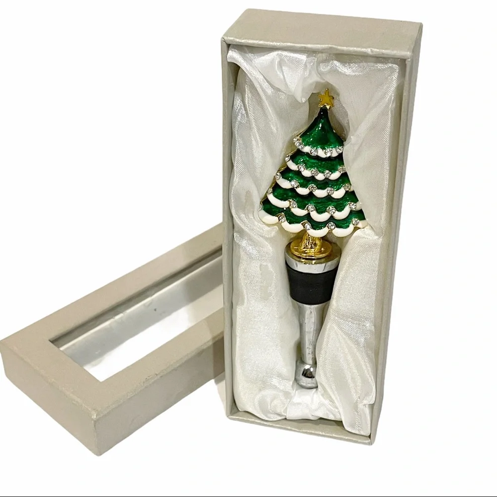 LS Arts Christmas Tree Wine Bottle Liquor Stopper New NWT